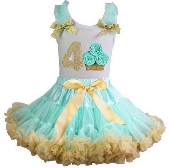 Birthday Tutu Outfit Set Girl Fancy Mint and by