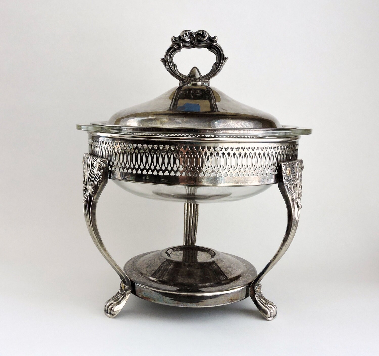 Silver Plate Chafing Dish Silver Lidded Serving Dish Mid