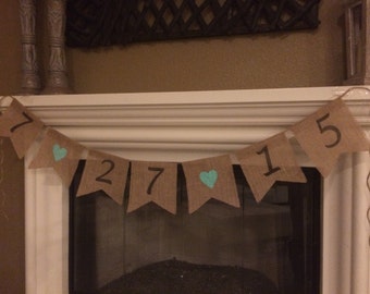 Save the Date Burlap Banner, Date Burlap Banner, Wedding Date Banner, Save the Date Banner, Engagement Banner, Wedding Banner