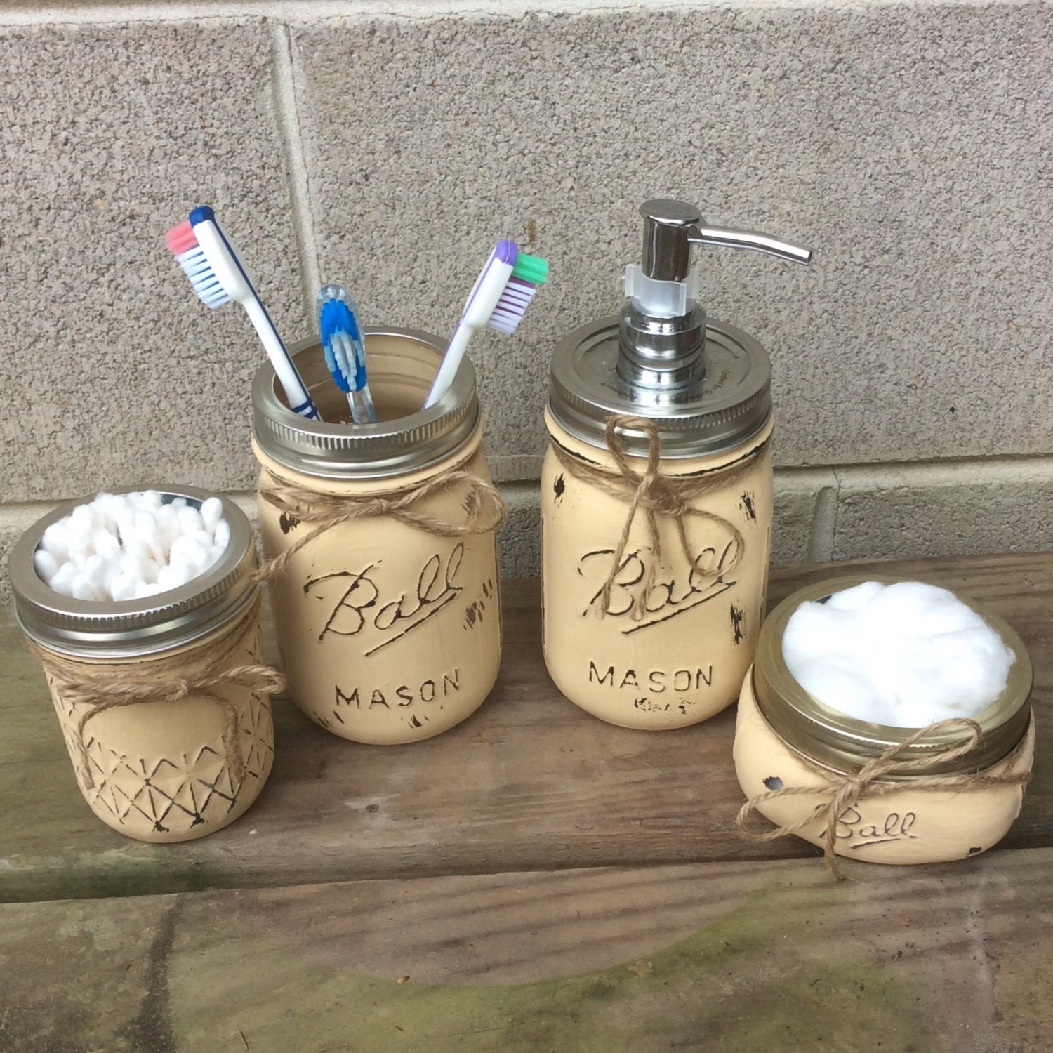 Mason Jar Bathroom Set by The94MadHatter on Etsy