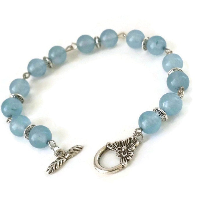 Blue Stone Bracelet Stone Bracelet with Toggle Clasp by JensJemsWV