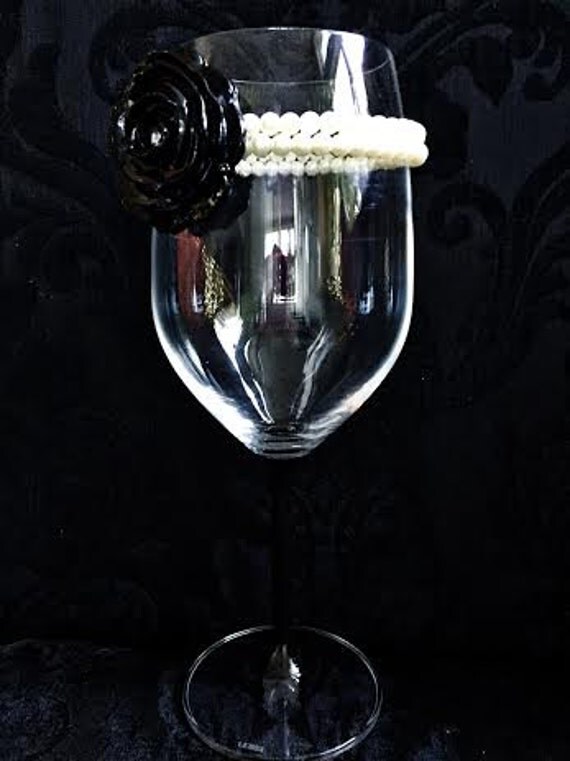 Items Similar To Coco Designer Inspired Crystal Wine Glass In Black And White Perfect For The