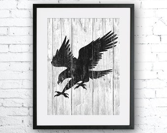Eagle art illustration, Eagle painting, Wood Eagle, Wall art,Rustic Wood art,Animal print,Home Decor,Animal silhouette, Eagle silhouette