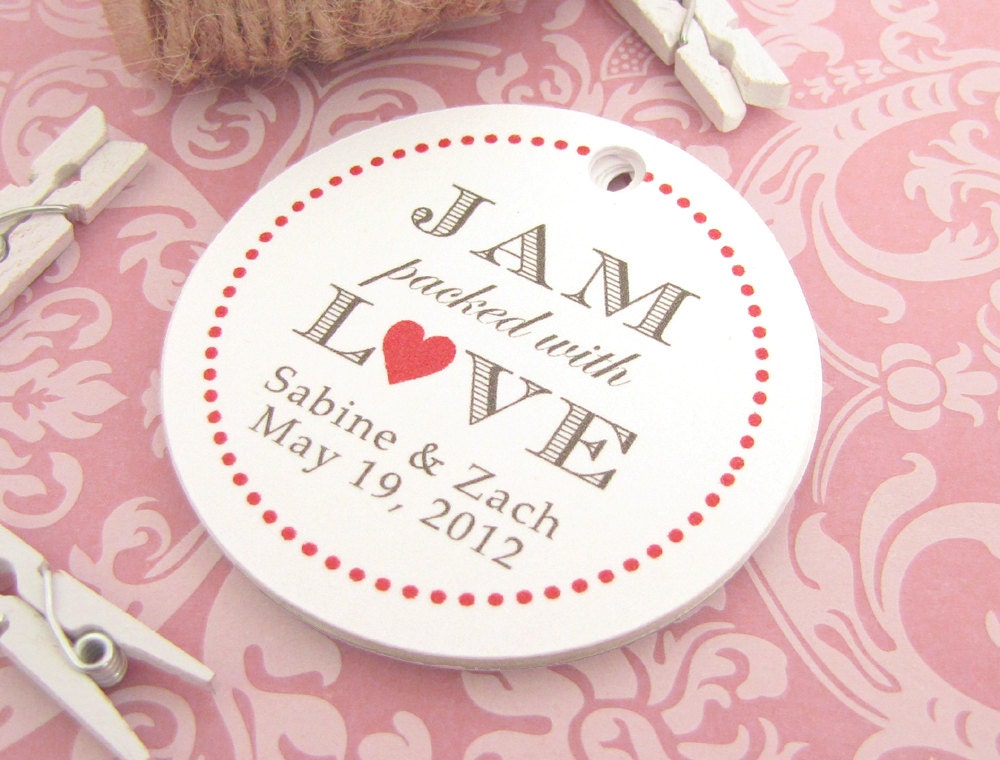 Jam packed with love tags 30 Jam wedding favor Wedding