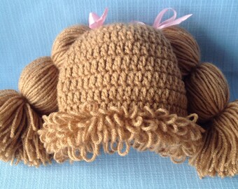 Baby Cabbage Patch Hat in Light Brown