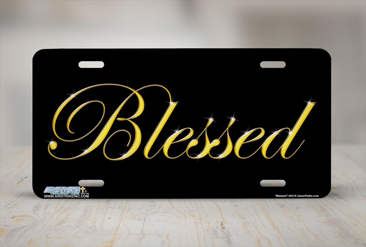 Blessed Front Plate License Plate Blessed Gold Car Tag