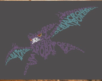 Pokemon Crobat Typography Digital Print