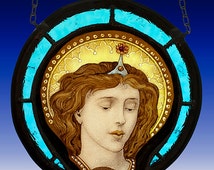 Angel face, Angel stained glass, kilnfired glass, antique glass, glass painting angel - il_214x170.708927577_pr7k