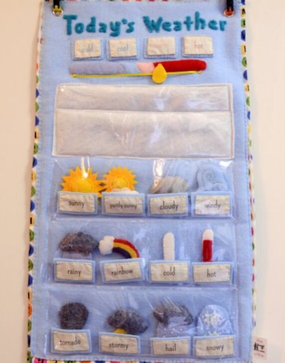 Today's Weather - Weather Station - Imagine Our Life Today's Weather - Teach Child About Weather - Handmade Felt Weather Station