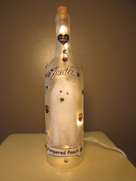 Samoyed Wine Bottle Night Light by NightLightsbyLori on Etsy