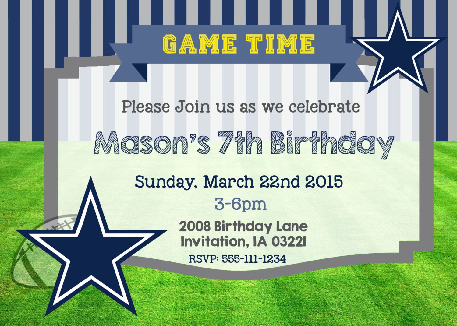 Dallas Cowboys Birthday Invitation Custom by LanaRaeDesignz