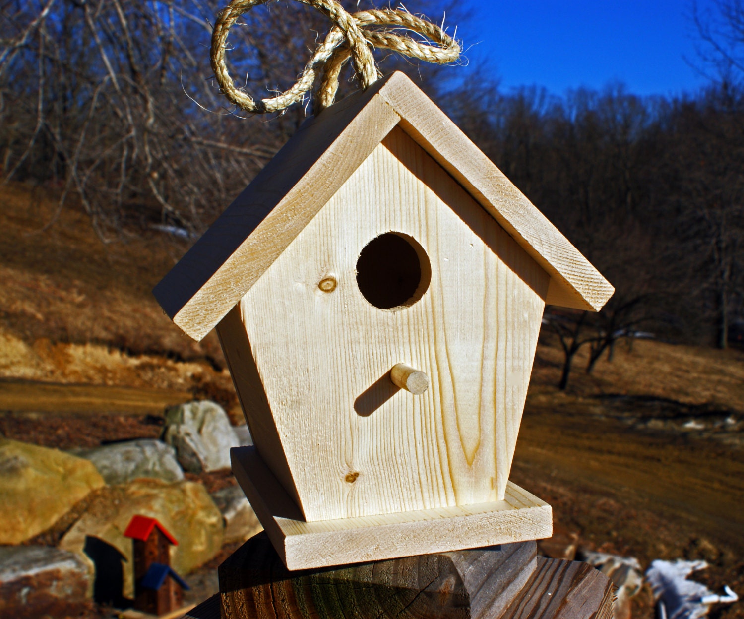 Wooden Bird House unfinished by on Etsy