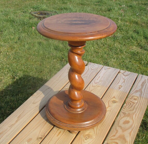 Antique Carved wood Barley Twist Pedestal Display by Tweedeleven