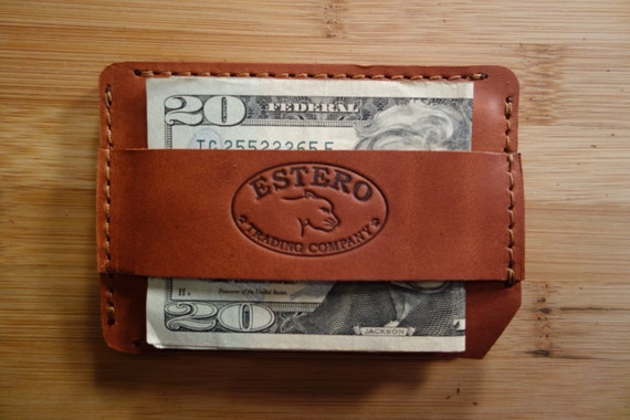 HANDMADE LEATHER mens wallet small & thin front pocket money