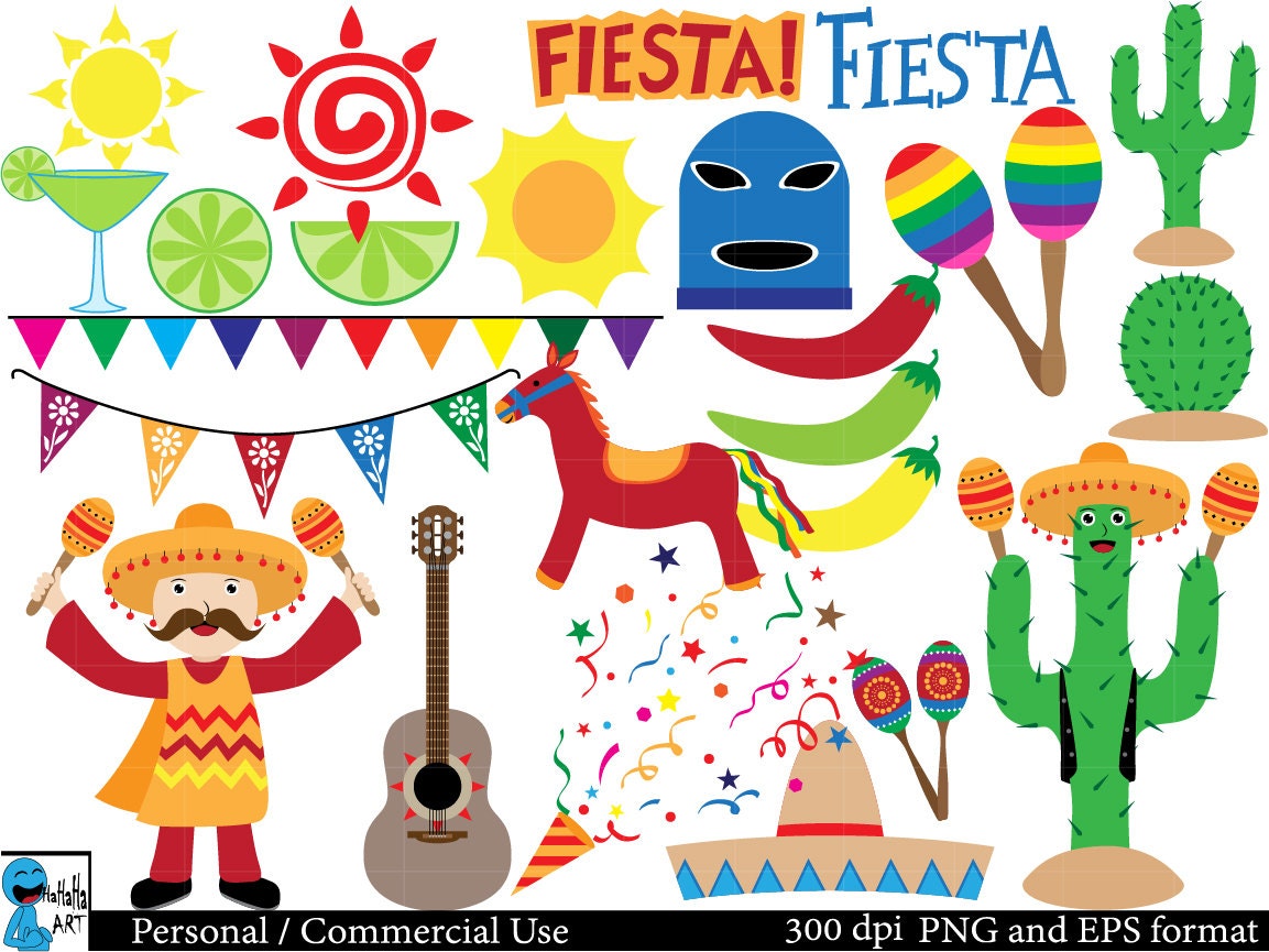 Fiesta Set Clipart Digital Clip Art Graphics By Hahahaart On Etsy