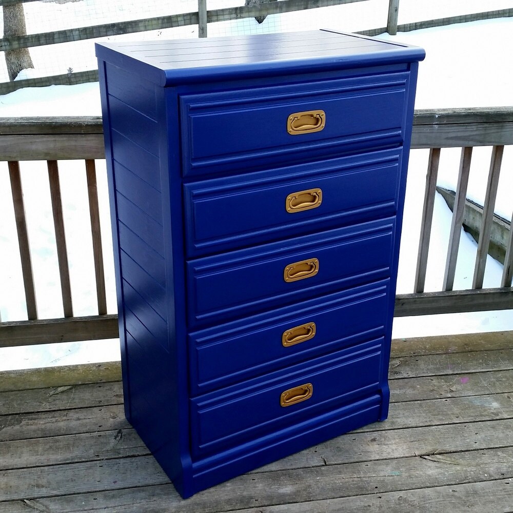 Campaign Tallboy / Royal Blue / Dresser / Chest of Drawers