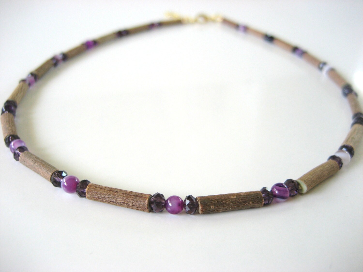 Adult's Hazelwood necklace with Purple Stripe Agate beads