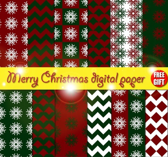 Christmas digital paper red Snowflake christmas ornament Christmas decor photo christmas card Green Christmas scrapbook paper Xmas clipart