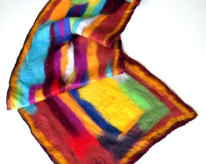 Women Nunofelt scarf Burgundy shawl Spring scarves Felted wool scarf Autumn shawl Art to wear Abstract women scarf moms gift for her