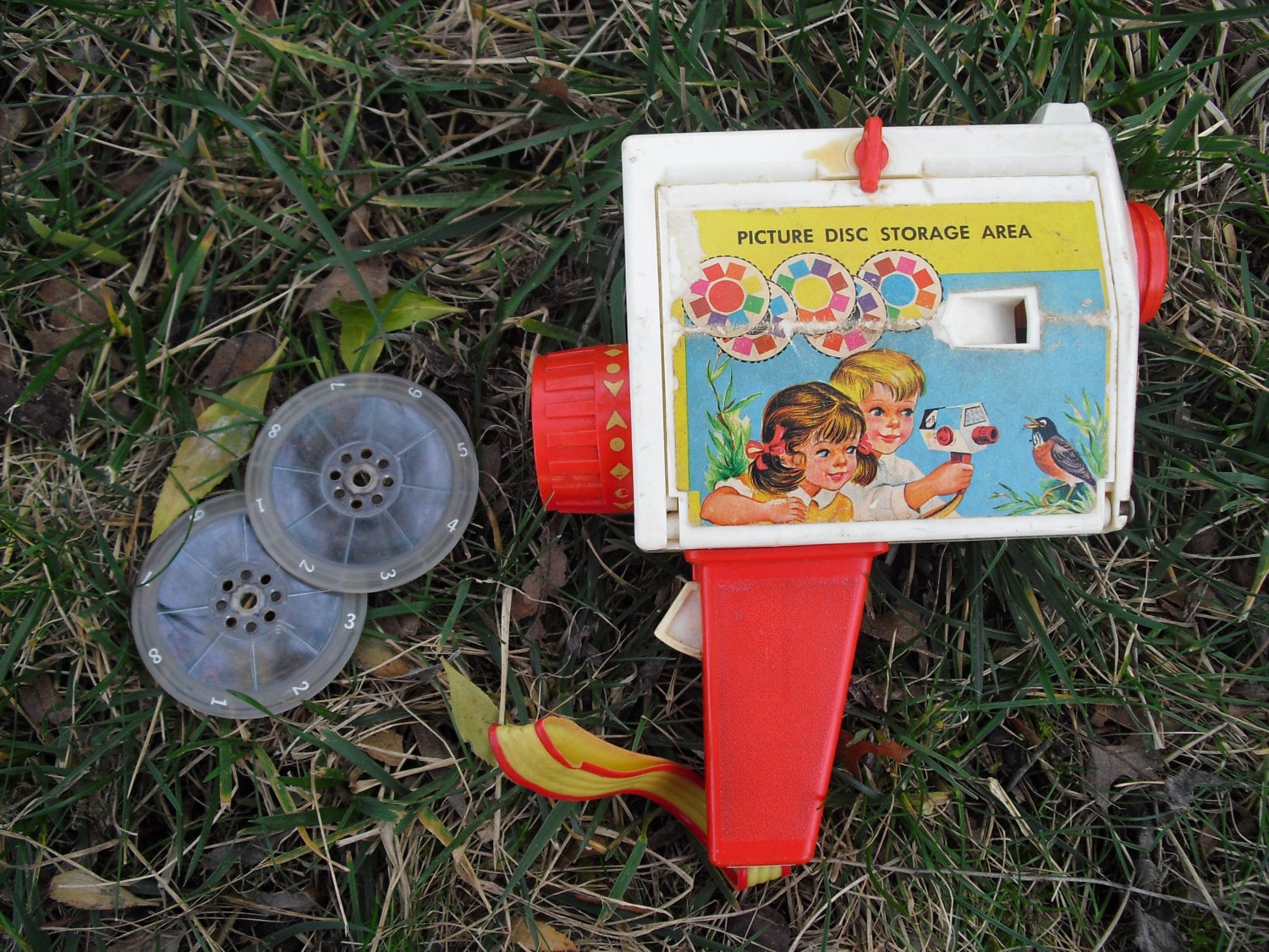 fisher price music box movie camera and discs vintage toy