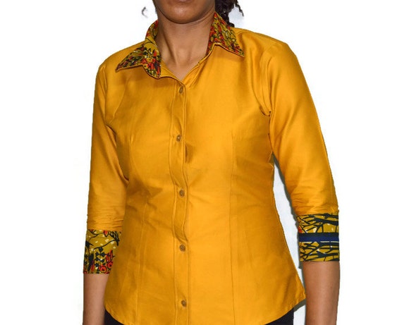 Simpa Ankara 3/4 Sleeve shirt, African print shirt, Dutch wax print shirt, cotton shirt, Ethnic Print Shirt, Kitenge Shirt