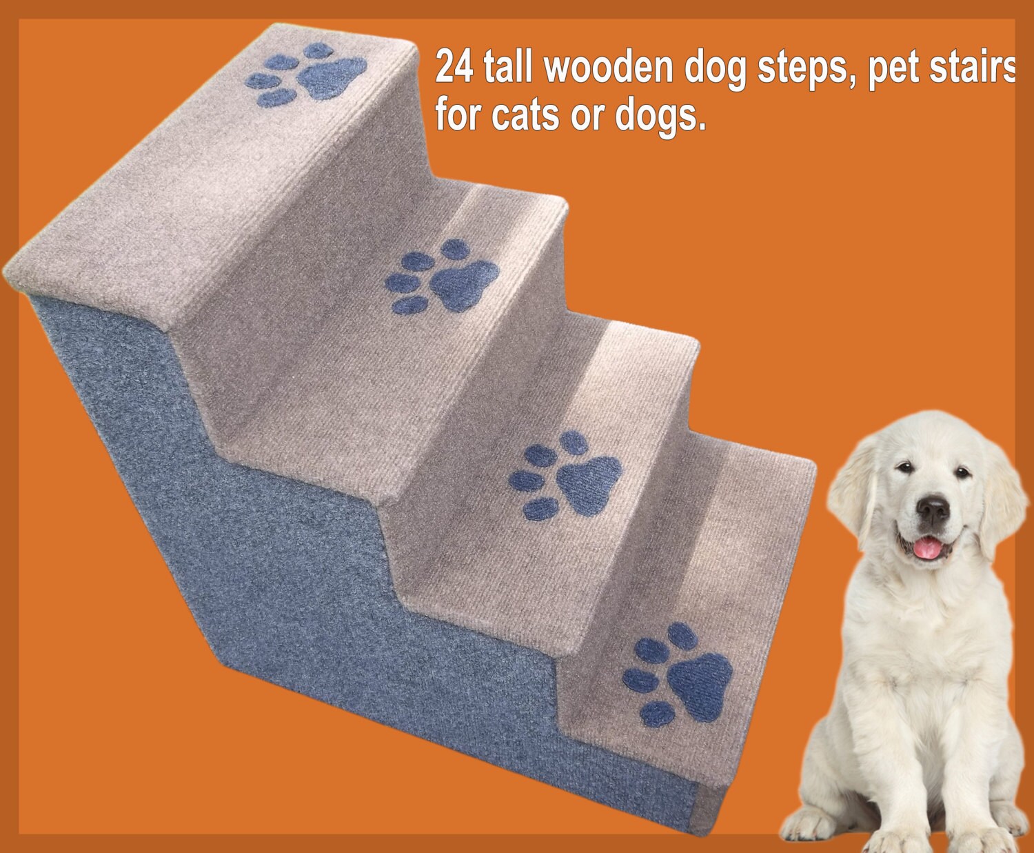 24 Inches Tall Wooden Dog Steps Pet Stairs By PetLoversFurniture   Il Fullxfull.701689497 Dfef 