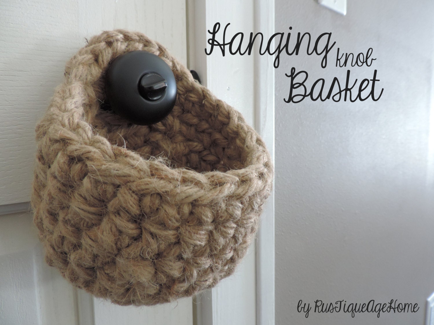 Jute Door Knob Storage Basket for Closet Pantry