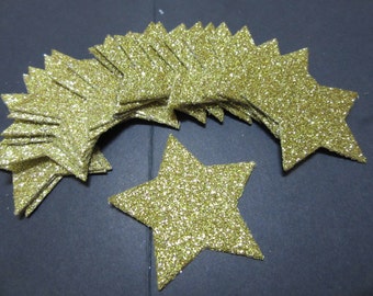 20x 4cm Gold Glitter Star die cuts