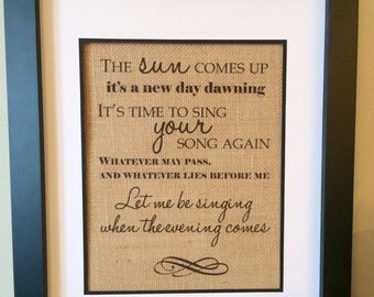 10,000 Reasons burlap print. Christian art. Matt Redman art. Burlap art.