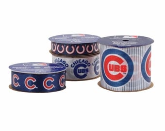Offray 4-Pack MLB Chicago Cubs Ribbon, Blue/White/Red