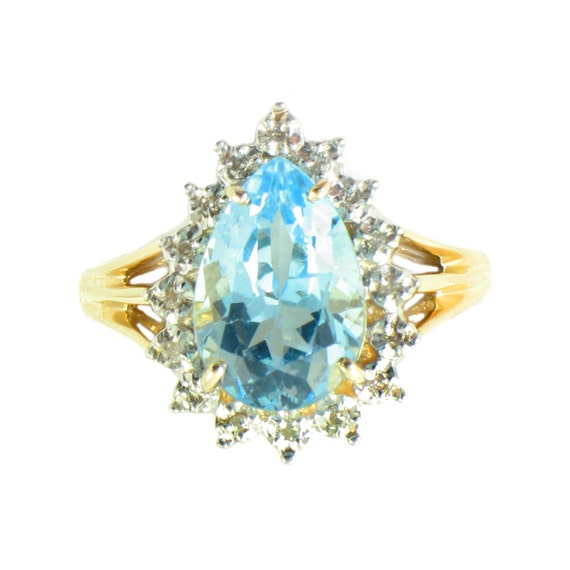 Sky Blue Topaz & Diamond Ring Large by EncoreJewelryandGems