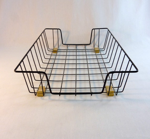 SALE Vintage Metal Wire Desk Basket / Paper Tray / Office