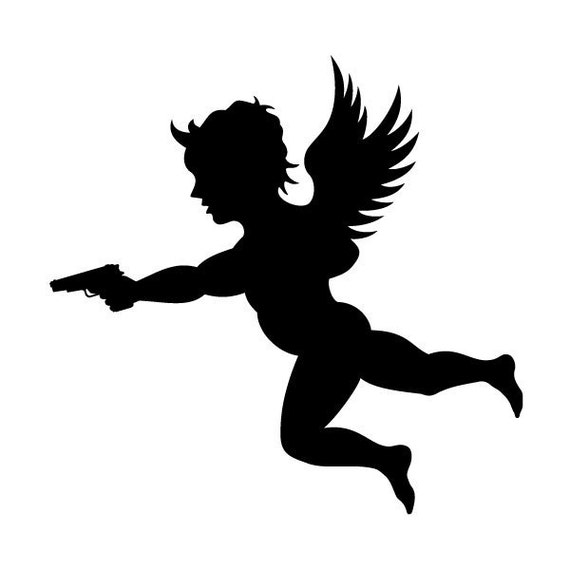 angel with a gun tattoo sticker by sergey angel with a gun tattoo sticker by sergey