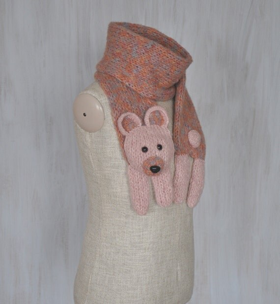 Soft bear handmade long scarf animal scarf bear teddy