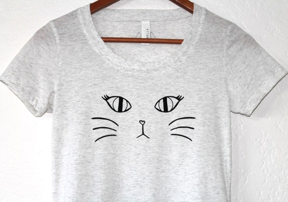 White Women's Cat Shirt // Graphic Tee // Statement Tee