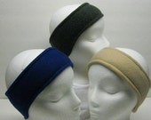 Fleece Ear Warmer, Head Band, Neck Warmer,Ear Cover in Solid Blue, Charcoal Gray or Camel