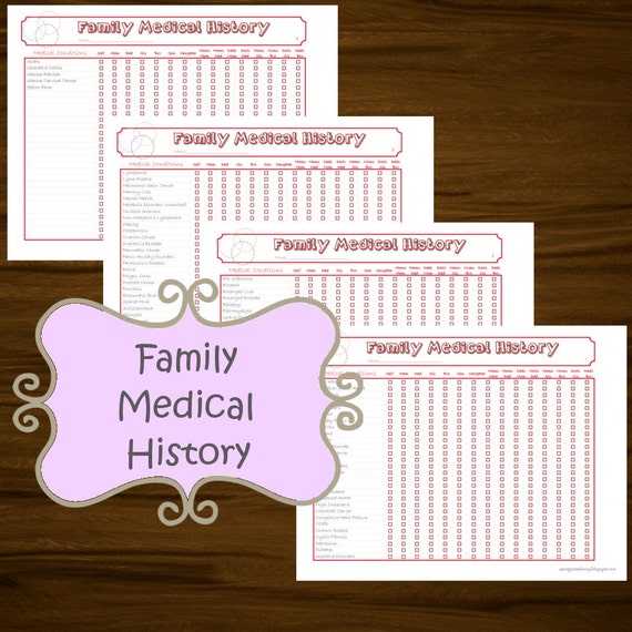 Items Similar To Family Medical History Printable 4 Pages Instant Download On Etsy