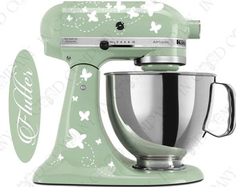 Butterfly Print Decal Kit for your Kitchenaid Stand Mixer Plus a FREE Bonus Decal 6" "Flutter" word decal