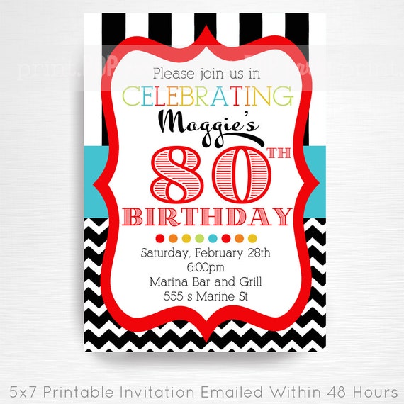 Printable Adult Birthday Invitation 45