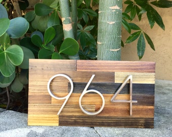 Hand made reclaimed wood home address plaques