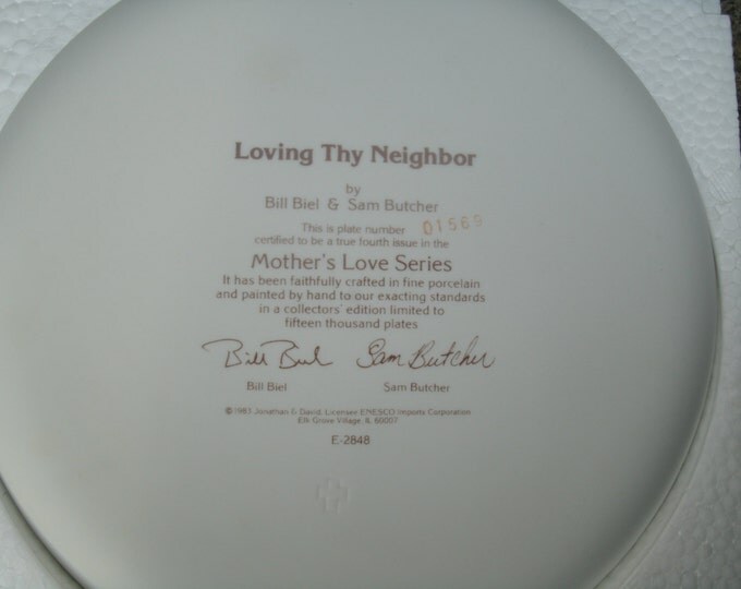 Precious Moments Plate - SALE! Loving Thy Neighbor, Vintage, collectible plates, Precious Memories, authentification papers. origional box