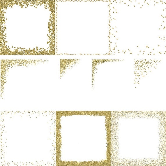 Gold Confetti Frames and Corners Glitter by StudioDenmark on Etsy