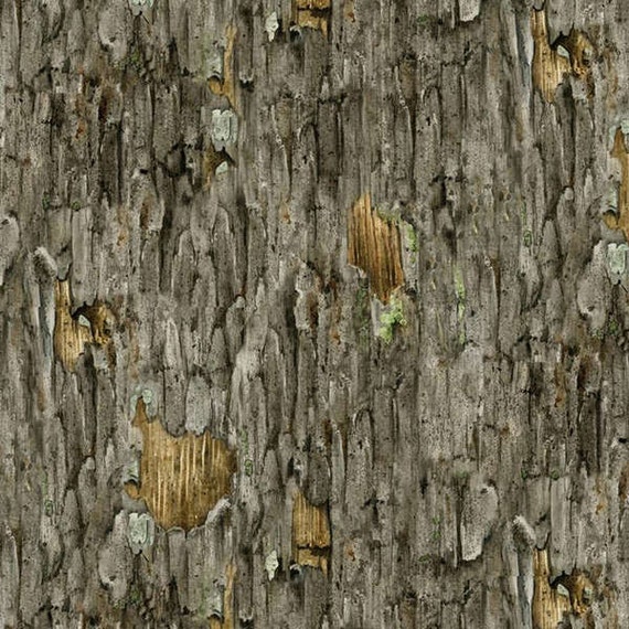 Grey Tree Bark Fabric Yardage. Landscape Medley
