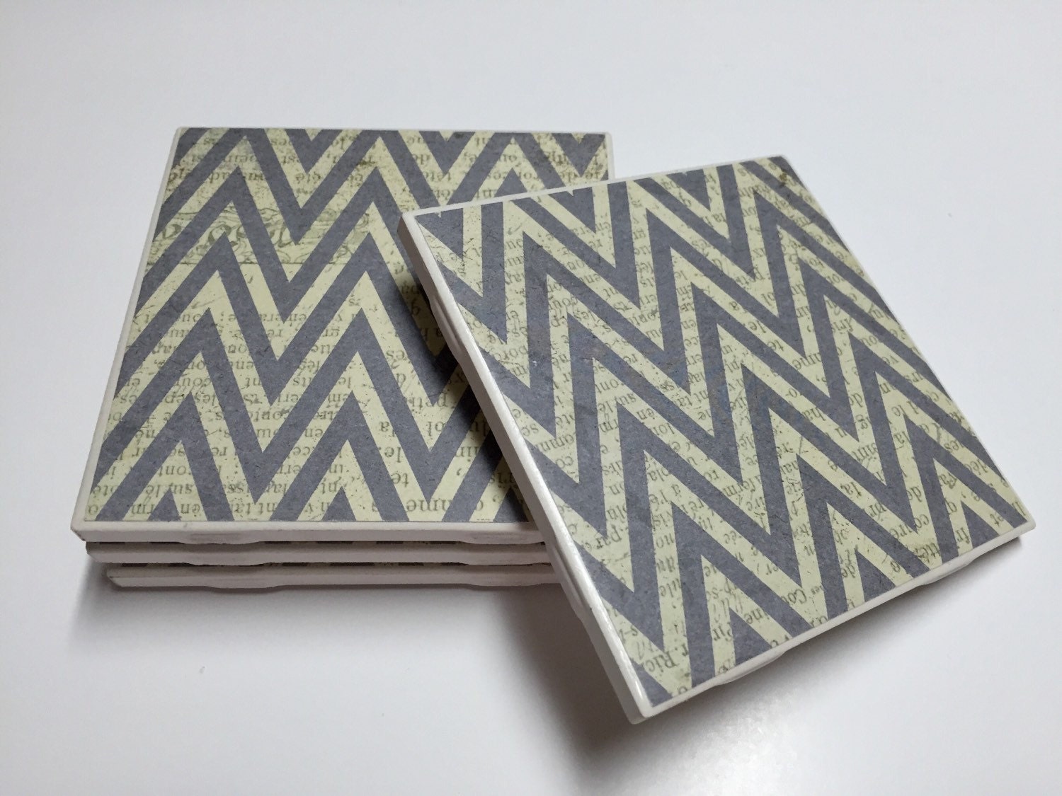 Gray Chevron Coasters Grey Drink Coasters by KDesignsAndCreations