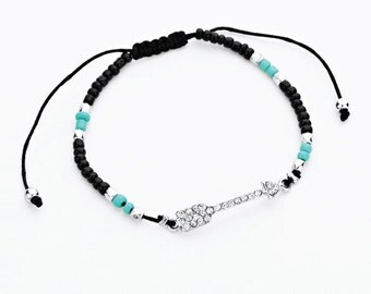 Seed Bead Bracelet Arrow Bracelet Wanderlust Jewelry Arrow Charm Sliding Knot Bracelet