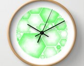 Unique wall clock,Modern wall clock,geometric wall clock,art wall clock,art print wall clock,bright wall clock,green wall clock,wall clock