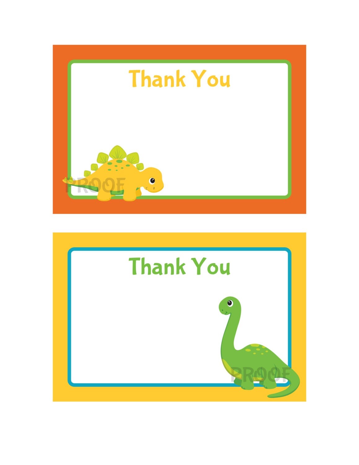 Dinosaur Printable Thank You Cards Free