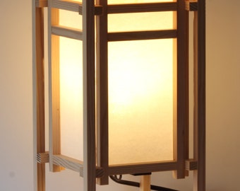 Items similar to Japanese-Style Rectangular Shoji Box Lamp - Alder Wood ...