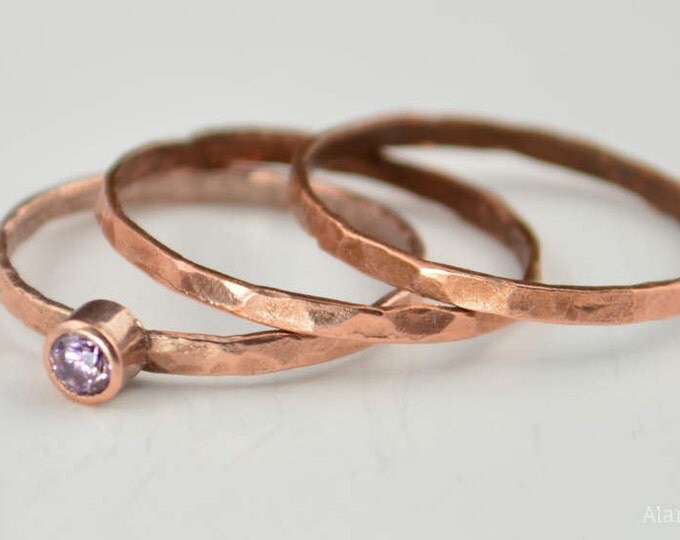 Copper Pink Tourmaline Ring, Classic Size, Stackable Ring, Pink Mother's Ring, October Birthstone Ring, Copper Jewelry, Pink Tourmaline Ring