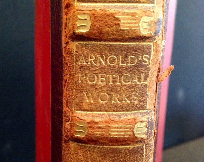 Storewide 25% Off SALE Antique c1895 Maroon Cloth Hardcover Book by Famous Artist Matthew Arnold Titled 'Arndolds Poetical Works' with Gilte